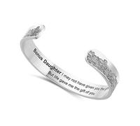 Inspirational Bracelets I Am The Storm Bracelet Stainless Steel Personalized Gift for Her Engraved Mantra Cuff Bangle Birthday Gift for Women Grils Mom Daughter (Bonus Daughter Bracelet Silver)