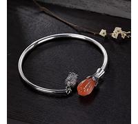 Inspirational Bracelets,Magnolia Flower Natural Southern Red Agate Open Ladies Jewelry Birthday Present Women's Bracelets