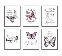 Inspirational Butterfly Canvas Wall Art Prints Motivational Positive Quotes Poster Pink Picture Wall Decor for Women Girls Bedroom Living Room Home Office (Incentives Poster, 8"x10" UNFRAMED)