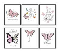 Inspirational Butterfly Canvas Wall Art Prints Motivational Positive Quotes Poster Pink Picture Wall Decor for Women Girls Bedroom Living Room Home Office (Positive Poster, 11"x14" UNFRAMED)