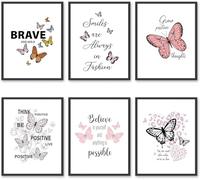 Inspirational Butterfly Canvas Wall Art Prints Motivational Positive Quotes Poster Pink Picture Wall Decor for Women Girls Bedroom Living Room Home Office (Optimism Poster, 11"x14" UNFRAMED)
