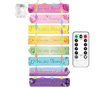 Inspirational Butterfly Hanging Wall Plaque with LED Light, Inspirational Quotes Plaque, Wooden Butterfly Wall Decor for Girls Bedroom