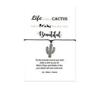 Inspirational Cactus Bracelet Gift for Women Men Life is Like A Cactus Prickly But Beautiful Luck Wish Bracelets with Card Motivational Encouraging Birthday Gifts for Friends Plants Lovers