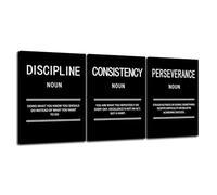 Inspirational Canvas Wall Art 3 Pieces Discipline Consistency Perseverance Print Posters Motivational Entrepreneur Positive Quotes Painting Picture Wall Decor for Living Room Home(12"x16"x3pcs)