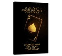 Inspirational Canvas Wall Art Ace of Spades Game Motivational Quotes Positive Poker Posters Print Picture Painting Artwork for Home Bedroom Bathroom Wall Decor Framed Ready to Hang<12 x 18 inch>