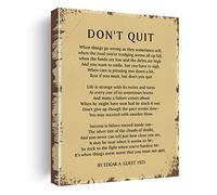 Inspirational Canvas Wall Art Decor Don't Quit Poem Poster Painting Framed Retro Success Poem Print Signs Motivational Picture for Home Office Bedroom Decor 12 X 15 inch