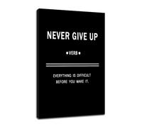 Inspirational Canvas Wall Art Motivational Never Give Up Painting Success Picture Poster Positive Motto Office Quotes Print Artwork for Living Room Workplace Stretched Ready to Hang [24''Wx36''H]