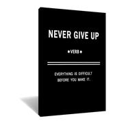 Inspirational Canvas Wall Art Motivational Never Give Up Painting Success Picture Poster Positive Motto Office Quotes Print Artwork for Living Room Workplace Stretched Ready to Hang [24''Wx36''H]