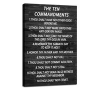 Inspirational Canvas Wall Art Motivational The Ten Commandments Christian Religion Quote Canvas Print Positive Speech Quotes Painting Artwork Office Living Room Wall Decor Framed<12 x 18 inch>