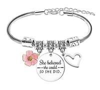 Inspirational Charm Bracelet For Women Girl's Bracelet for Her, Friends, Daughter, Sister, Niece Friends Birthday Christmas Graduation Going Away Well Done Bracelets She Believed She Could