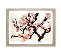 Inspirational Cherry Blossom Tree Flowers Framed Print | A4 Oak Framed Wall Art | Ready to Hang | Modern Floral Picture | Living Room Bedroom Lounge Office