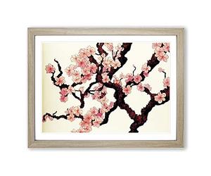 Inspirational Cherry Blossom Tree Flowers Framed Wall Art Print A2 Oak
