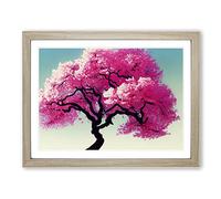 Inspirational Cherry Blossom Tree Framed Wall Art Print A2 Oak