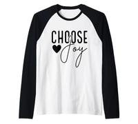 Inspirational Choose Joy Heart Design Raglan Baseball Tee