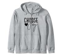 Inspirational Choose Joy Heart Design Zip Hoodie