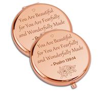 Inspirational Christian Gifts for Women Travel Compact Pocket Makeup Mirror Prayer Religious Gifts for Girls Friends Sister Daughter Goddaughter Motivational Baptism Gift Folding Makeup Mirror for Her