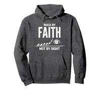 Inspirational Christian Quote - Walk By Faith Not By Sight Pullover Hoodie, Adult Unisex, Dark Heather Grey, XXL