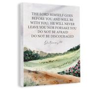 Inspirational Christian Wall Art Decor Deuteronomy 31:8 Scripture Canvas Painting Framed Bible Verse Canvas Artwork Print Poster 12"x15" Decoration for Home Bedroom