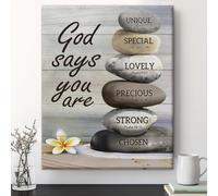 Inspirational Christian Wall Art Decor, God Says You Are Bible Verse Framed Canvas Painting, Scripture Prints Picture for Home Office, 8x10 Inch