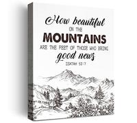 Inspirational Christian Wall Decor,How Beautiful on the Mountains are the Feet of Those Who Bring Good News Isaiah 52:7 Bible Verses Canvas Poster Print Wall Art,Scripture Home Office Decoration W617