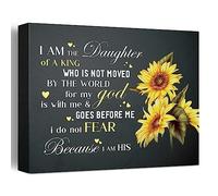 Inspirational Christian Wall Decor,I AM the Daughter of a King Canvas Poster Print Wall Art,Christian Religious Faith Wall Art Decor for Women Girls W629