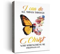Inspirational Christian Wall Decor,I Can Do All Things Through Christ Who Strengthens Me Philippians 4:13 Bible Verses Canvas Poster Print Wall Art,Scripture Home Office Bedroom Decoration W609