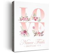 Inspirational Christian Wall Decor, Love Never Fails 1 Corinthians 13:8 Bible Verses, Canvas Poster, Wall Art, Religious Faith, Wall Art, Scripture for Home, Office, Bedroom, Decoration