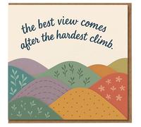Inspirational Congratulations Card - The Best View Comes After the Hardest Climb - Colourful Hills Design - Motivational Support for Achievement, Graduation, New Job or Recovery - Blank Inside