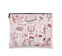 Inspirational Cosmetic Bag, Empowering Illustrative Makeup Pouch for Women, Portable Canvas Zipper Organizer, Ideal for Travel and Everyday Use, Peach, 7x9 Inch, Empowerment