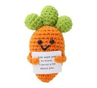 Inspirational Crochet - Crochet Vegetables with Positive Note | Funny Cute Carrot Stuffed Motivational Decorations Holding Card for Christmas Valentines Birthday Work Desk Home