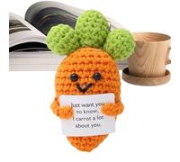Inspirational Crochet - Crochet Vegetables with Positive Note | Motivational Funny Stuffed Carrot Decorations Cute Holding Card for Birthday Valentines Home