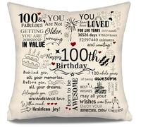 Inspirational Cushion Cover Gift for Birthday 100 Years Old Women Men Mum Dad Aunt Uncle Wife Husband Grandma Grandpa Sister Cousin Brother Friends 100th Birthday Gift 10-100 Years Old Gift Ideas(100)