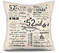 Inspirational Cushion Covers for Birthday 52 Years Old Women Men Mum Dad Aunt Uncle Wife Husband Grandma Sister Brother Cousin Colleagues Friends 52nd Birthday Gift 10-100 Years Old Gifts Ideas (52)
