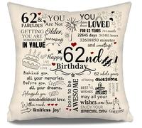 Inspirational Cushion Covers for Birthday 62 Years Old Women Men Mum Dad Aunt Uncle Wife Husband Grandma Grandpa Sister Brother Cousin Friends 62nd Birthday Gift 10-100 Years Old Gifts Ideas (62)