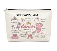 Inspirational Dancer Gifts Makeup Bag Christian Dance Gifts for Girls Inspirational Christian Gift Religious Dance Gift Cosmetic Bag Christmas Birthday Present for Dancing Lovers Women Sister Friend