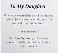 Inspirational Daughter Birthday Ring Gift Set with Anxiety Relief Message Card, Sterling Silver Crystal Ring