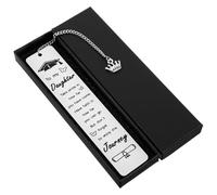 Inspirational Daughter Bookmark Gift, Metal Book Marker with Crown Shaped Chain, Christmas, Birthday & Graduation Present for Girls, Teens & Stepdaughters