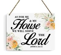 Inspirational Decor As for Me and My House We Will Serve The Lord-Joshua 24:15 Christian Bible Verse Wall Art Scripture Wooden Hanging Sign for Farmhouse Home Wall Art Decoration 10 x 8 Inches