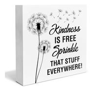 Inspirational Decor Farmhouse Kindness Is Free Sprinkle That Stuff Everywhere Wood Box Sign Motivational Decorations Rustic Home Office Desk Shelf Tabletop Decor 5x5 Inch