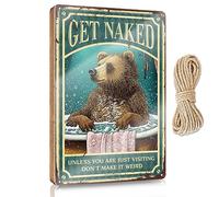 Inspirational Desk Decor Wood Plaque - Varnished Surface & No Shoes No Service/Weird Home Decor | Office Wall Art And Decor, Bear Bath Get Naked Unless You Are Just Visiting