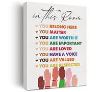 Inspirational Diversity Wall Art in This Room Watercolor Canvas Painting Prints for Classroom Office Wall Decor Framed Equality Artwork Gifts(12x15 Inch)