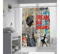 Inspirational Dream Big Dreams Boy Back Graffiti Shower Curtain 180x220cm