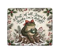 Inspirational Faith Quote Amphibian Christmas Small Mouse Pad | Inspirational Faith Quote, Winter Botanical Frame, Fanciful Woodland Character, Cozy Cocoa Mug, Religious Encouragement
