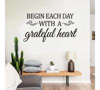 Inspirational Family Quotes Wall Stickers: Home Vinyl Art Wall Decals for Living Room Kitchen - Begin Each Day 21" X 11"