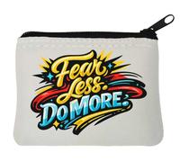Inspirational Fearless Motivational Quote Neoprene Coin Purse Pouch 10x11cm White