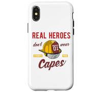 Inspirational Firefighter Quote Real Heroes Don't Wear Capes Case for iPhone X/XS
