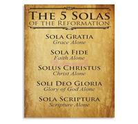 Inspirational Five Solas Print Reformed Theology Soli Deo Gloria Bible Scripture Canvas Wall Art for Living Room Study Decor(Framed,08x12inch(20x30cm))
