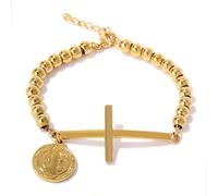 Inspirational Gift Bead Benedict Oval Plate Crucifix Handchain for Blessings Protections and Daily Wear Religious Bead