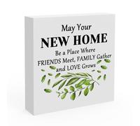 Inspirational Gift for New Home Wood Box Sign Desk Decor for Friend Homeowner New Home Decor for Sister Coworker Housewarming Presents for Women Men Daughter Mum Neighbor Girlfriend