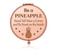 Inspirational Gift for Women Girls Pineapple Gifts for Sister Compact Pocket Makeup Mirror Be a Pineapple Gifts for Her Encouragement Gifts for Daughter Folding Makeup Mirror Christmas Birthday Gift